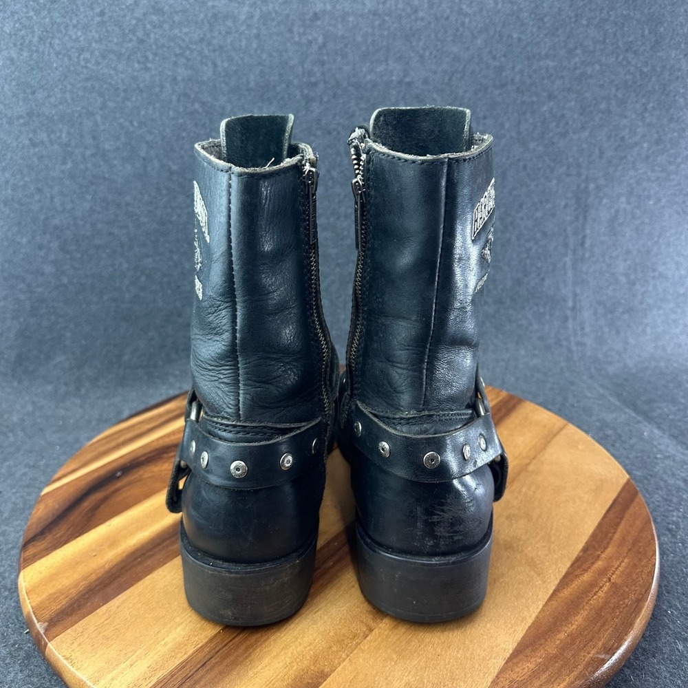 Harley Davidson Men's Leather Boots Size 11.5 Black 94029 Lace Zip Up 10" - Picture 8 of 14